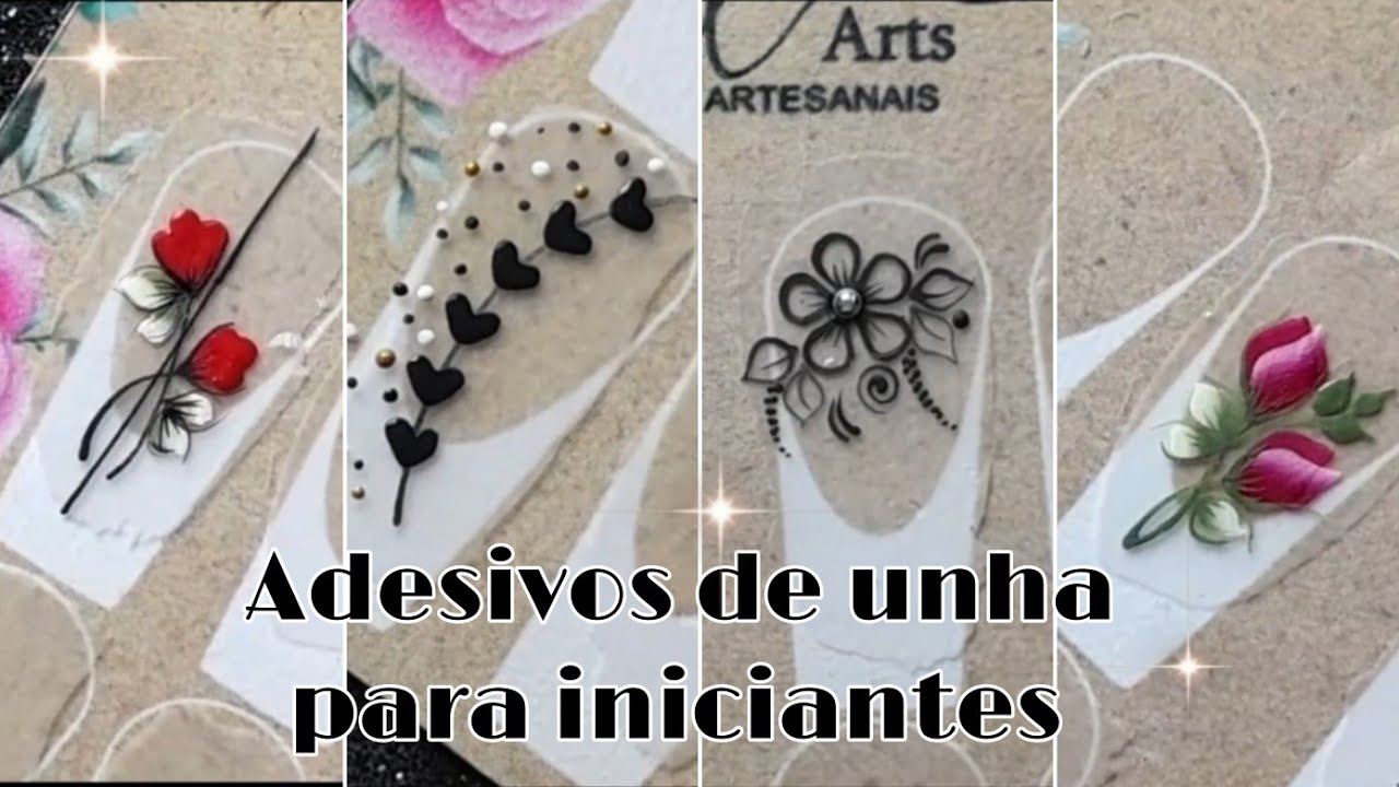 Adesivos de unha simples para iniciantes cinco adesivos super fácil