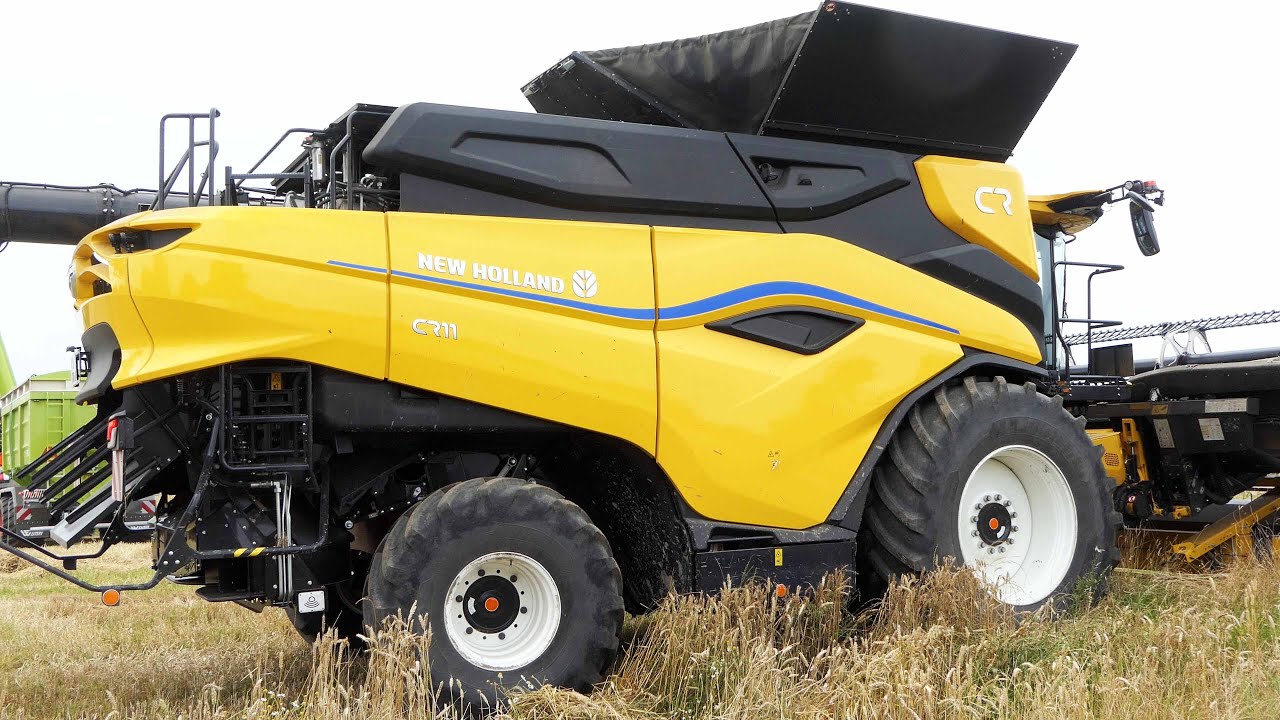New Holland CR11 Harvesting Wheat with 50 ft. Wide MacDon FD250 Header