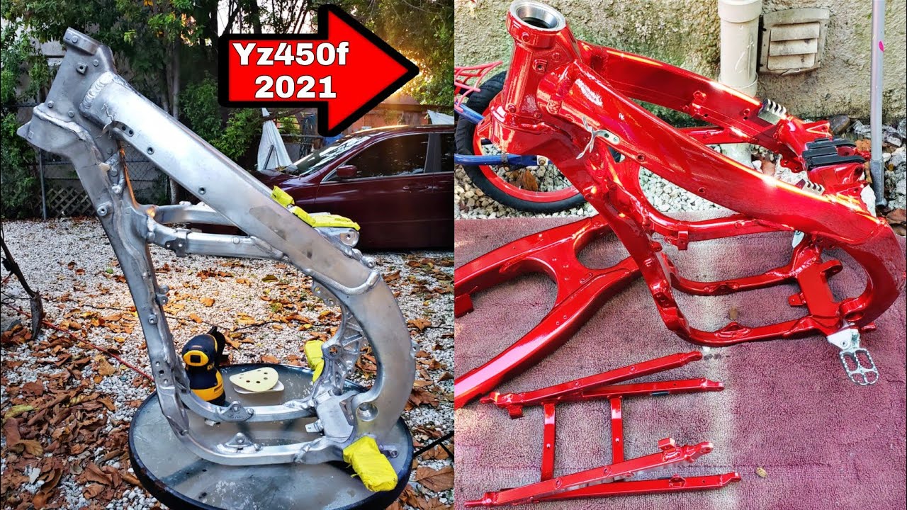 YAMAHA YZ450F 2021 frame painting (Apple Candy Red) K-11 Urethane. Dirt bike frame.