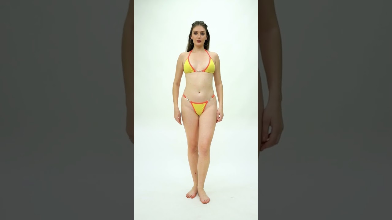 Bold Yellow Crystal Bikini Set | Summer Beachwear Try-On | Varsada Swim 2025