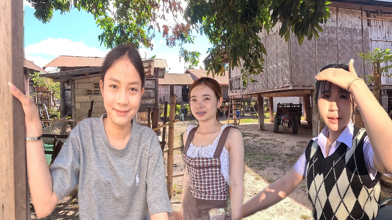 บ่าวนายไปเล่นกับสาวลาว ในหมู่บ้านชนบทลาว น้องๆน่ารักมาก