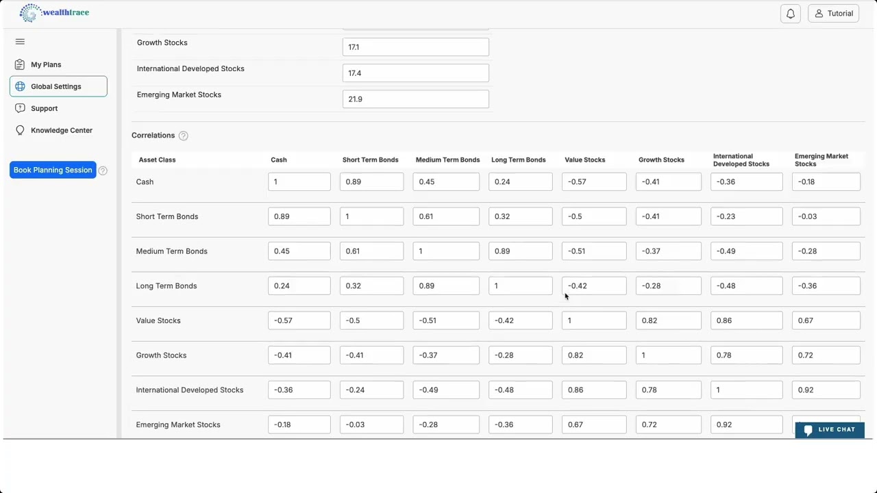 WealthTrace Tutorial - Global Settings