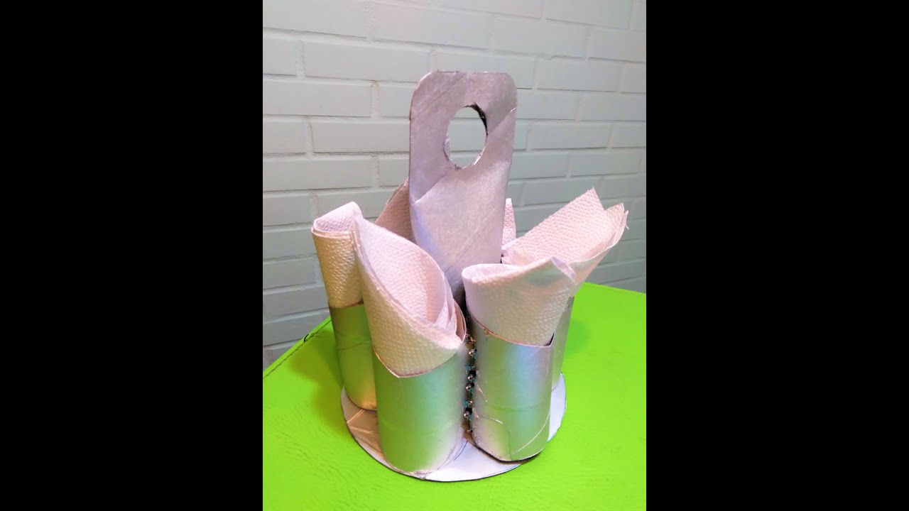 Como hacer un porta servilletas con tubos de papel higienico y tetrabrik