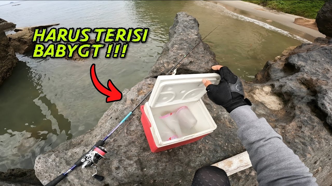 BERAT !!! Berjuang penuhi janji bawa pulang BabyGT - Mancing UL casting pinggir pantai