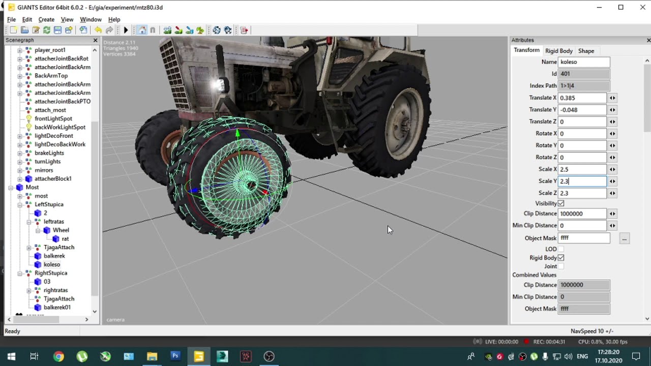 Замена колес на моде FS15. Уроки по Giants Editor. Урок №1