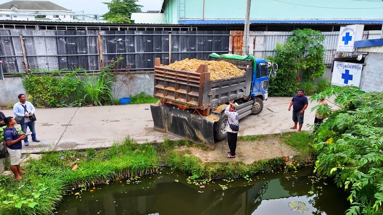 incredible landfill building house full project , truck transport soil , bulldozer push soil stone