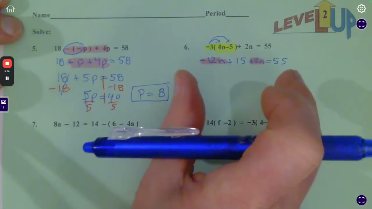 Algebra 1 Equations Level UP