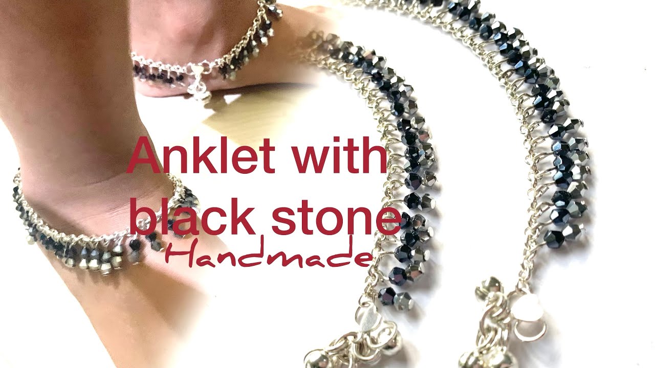 Beautiful anklet/koluss with black stone|diy|for girls #ideas #viralvideo #anklet#diy