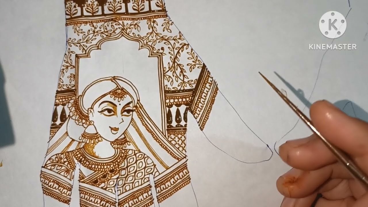 3/4bridal henna figure on palm step by step|||Neha ravat
