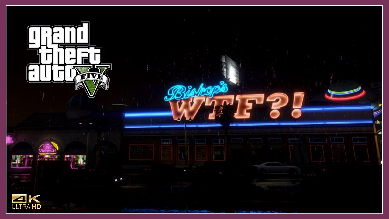 Relaxing Rainy Night Walk In The City | GTA V Enhanced