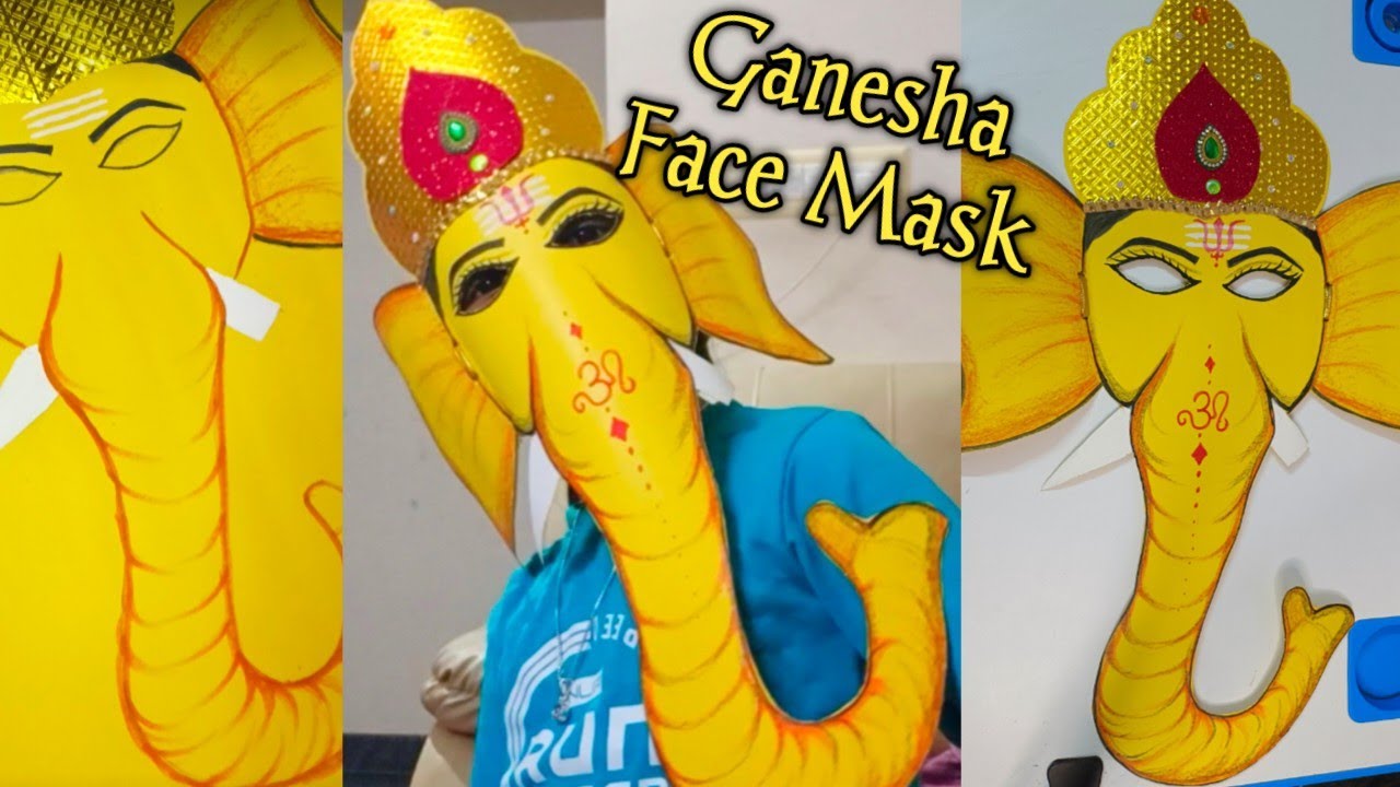 Ganesha Face Mask Making / how to make ganesha face mask / ganpati mask /ganesha drawing 