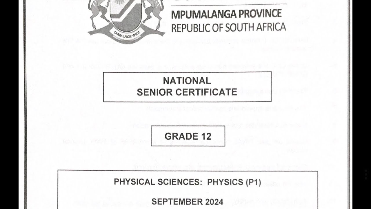 Grade 12 Physical Sciences | Mpumalanga Sept 2024 Trial Exam | Paper 1 | Q2: Newton‘s Laws of Motion