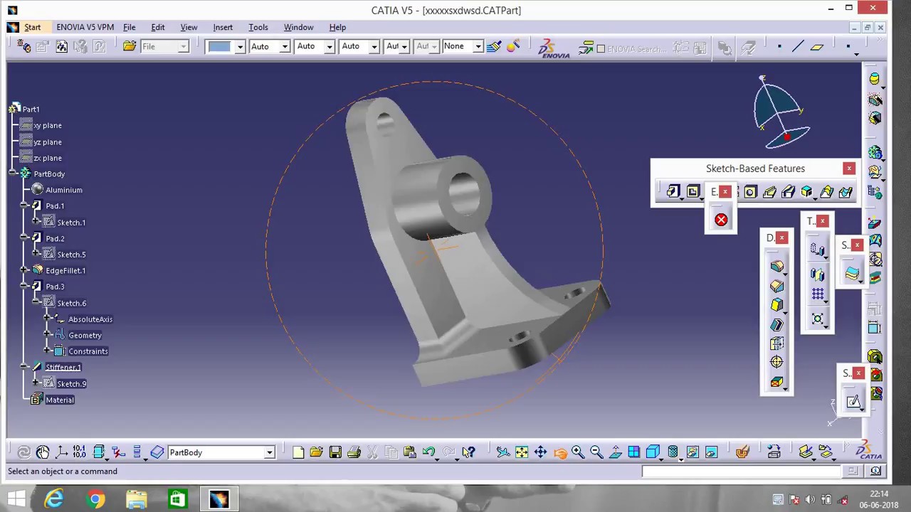CATIA V5  | PART DESIGN | MECHANICAL DESIGN | USING STIFFENER | TUTORIAL | FOR BEGINNERS
