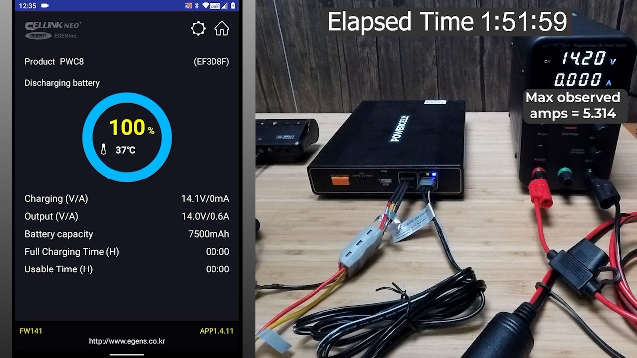 BlackboxMyCar PowerCell 8 Dash Camera Battery Pack - 5 Amp Charging Test