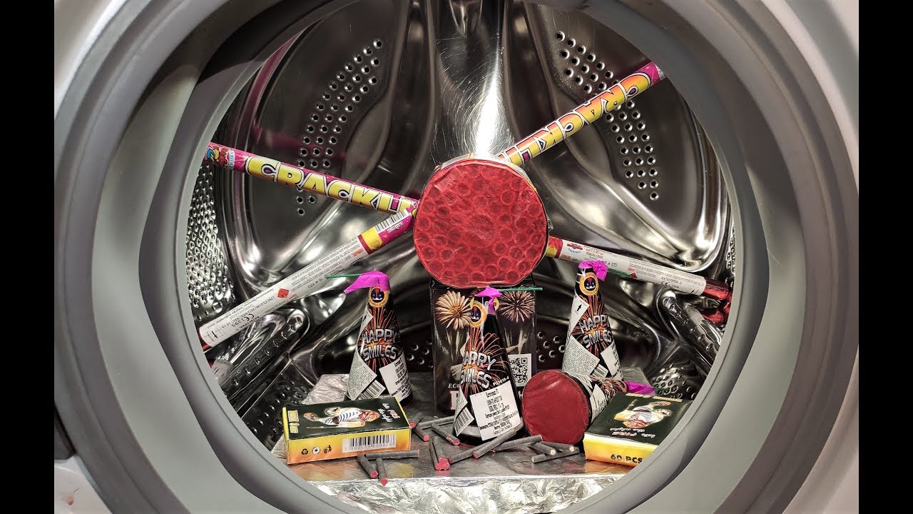 Experiment - 🔥 Firecrackers 💥 - in a Washing Machine