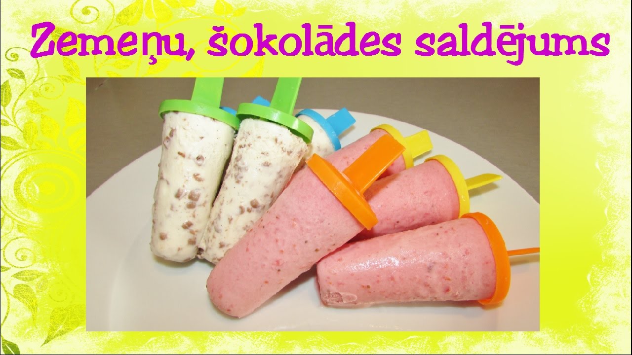 Zemeņu un šokolādes saldējums. Saldējuma recepte. Video recepte. 71. sērija