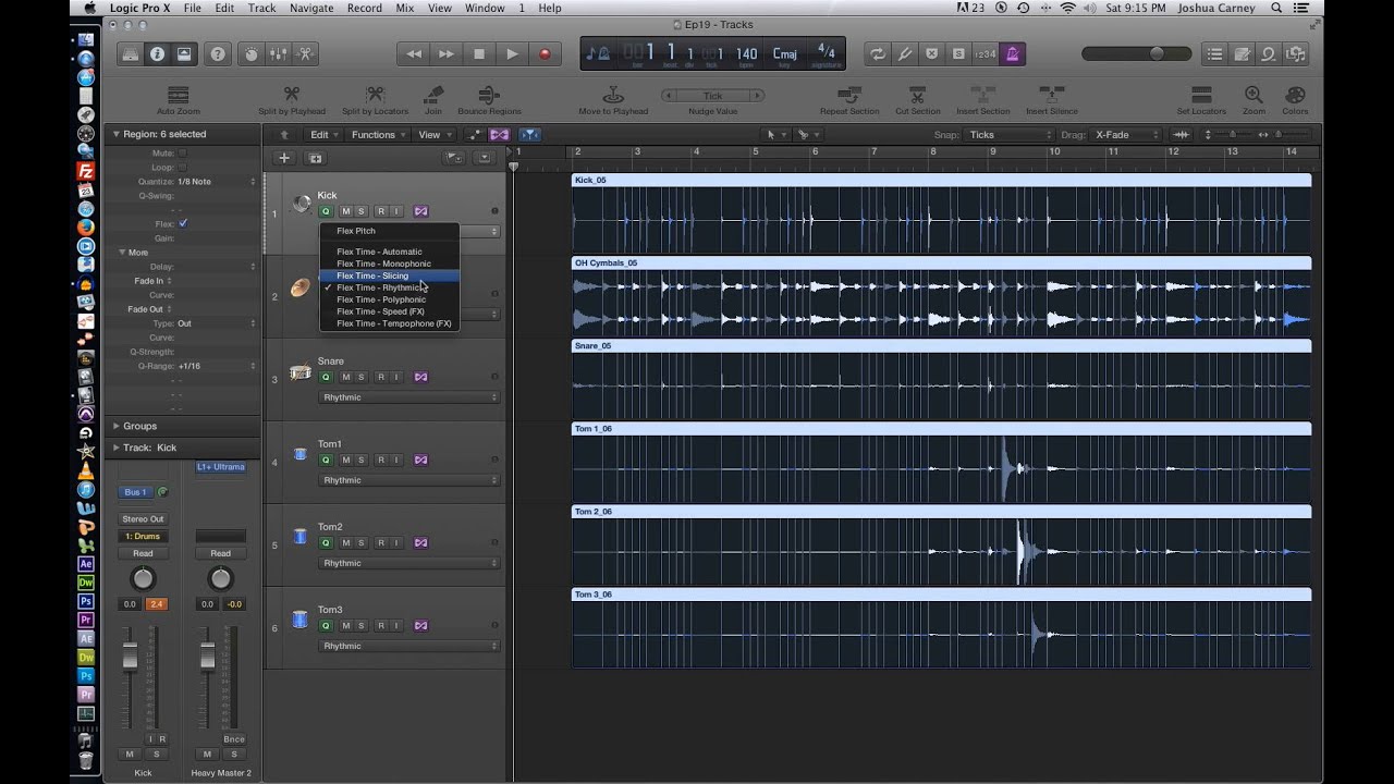 Logic Pro X - Video Tutorial 19 - Flex Time Part 2 - Rhythmic and Slicing