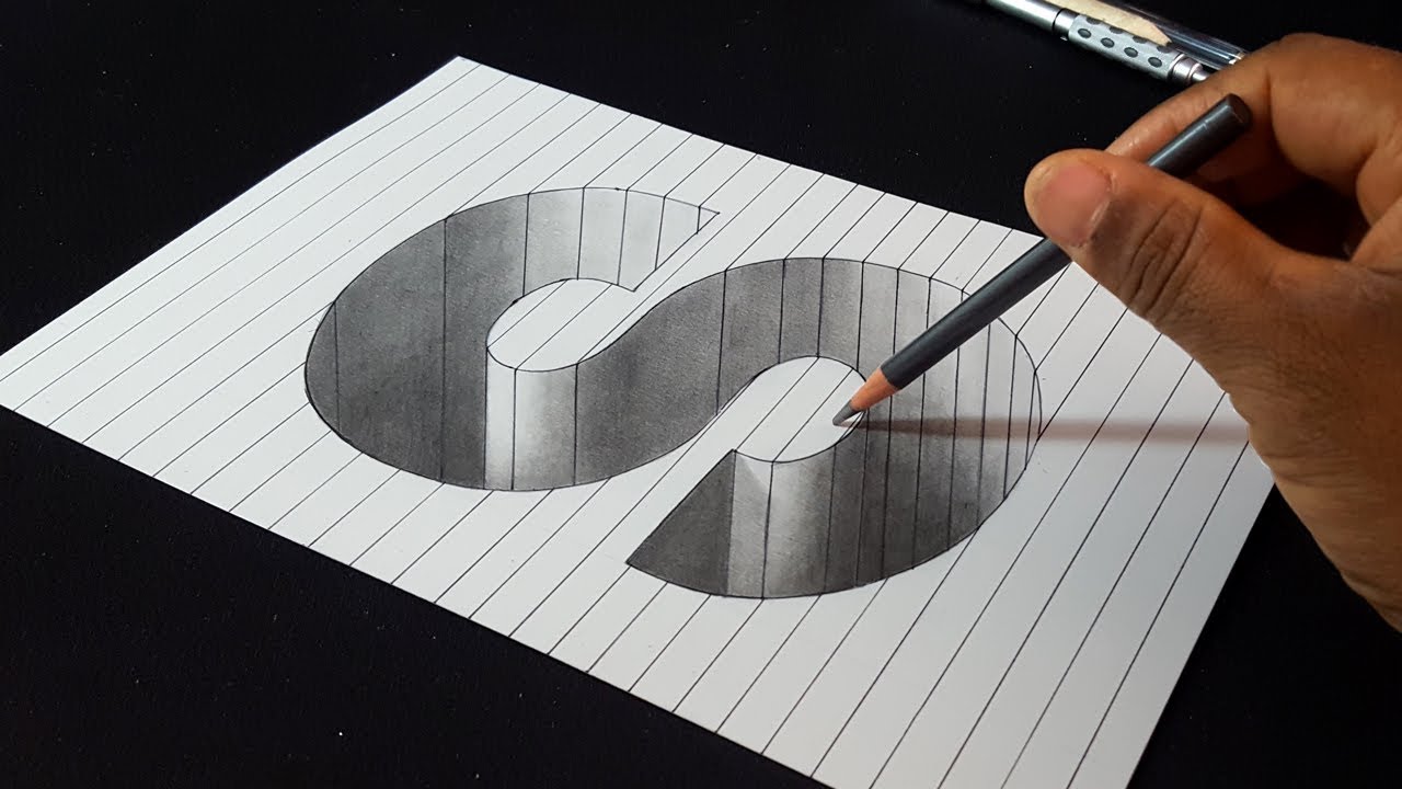 How to Draw Realistic Letter S Hole Shape - Easy Pencil Drawings