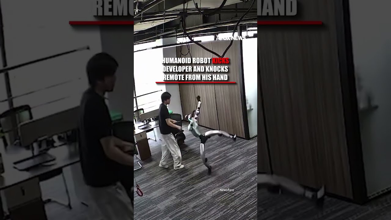 Robot kicks developer, knocking remote from his hand #shorts #breaking #foxnews #media #robot
