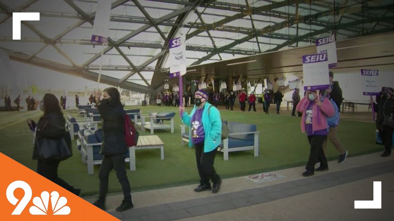 Airport janitors strike at DIA, Friday morning