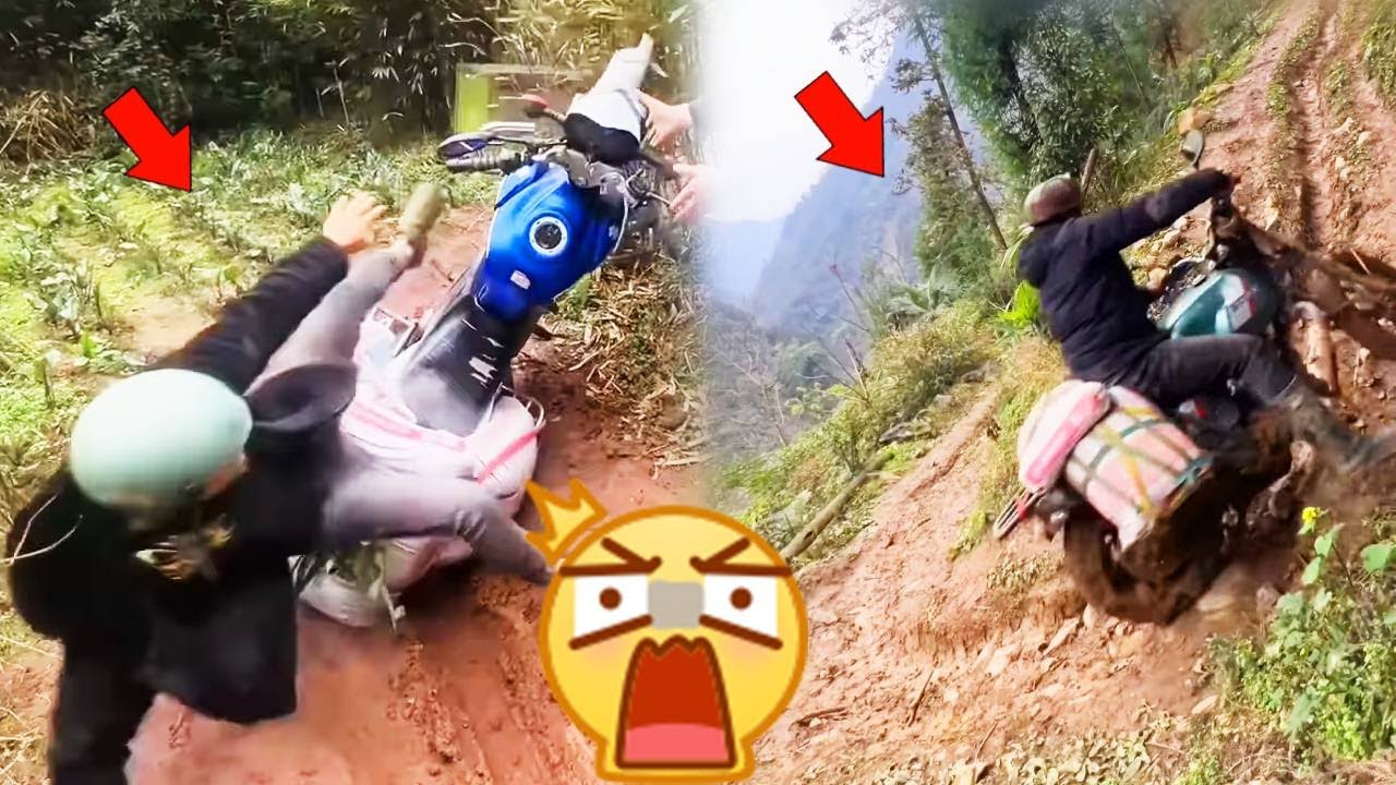 A poorly trained motorcyclist, carrying only two bags  fertilizer, overturned and plunged off cliff