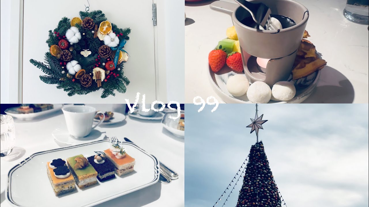 [vlog 99] 聖誕花圈工作坊 🌼| Valmont Xmas Set | Hana Sushi | 聖誕大餐| 西九聖誕樹 🎄｜ Rosewood Butterfly House ￼下午茶 🤍