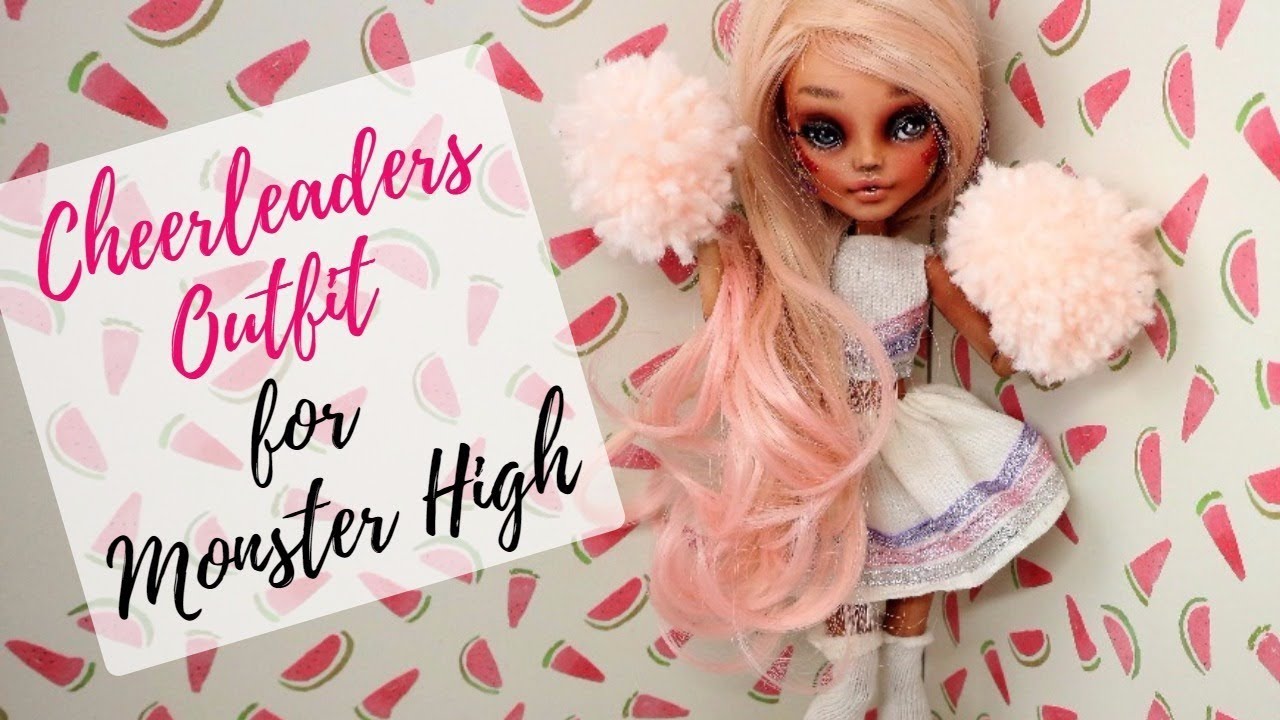 HOW TO MAKE CHEERLEADER OUTFIT FOR MONSTER HIGH - EASY! /  Barbie Tutorial Craft Ideas for Kids Toys