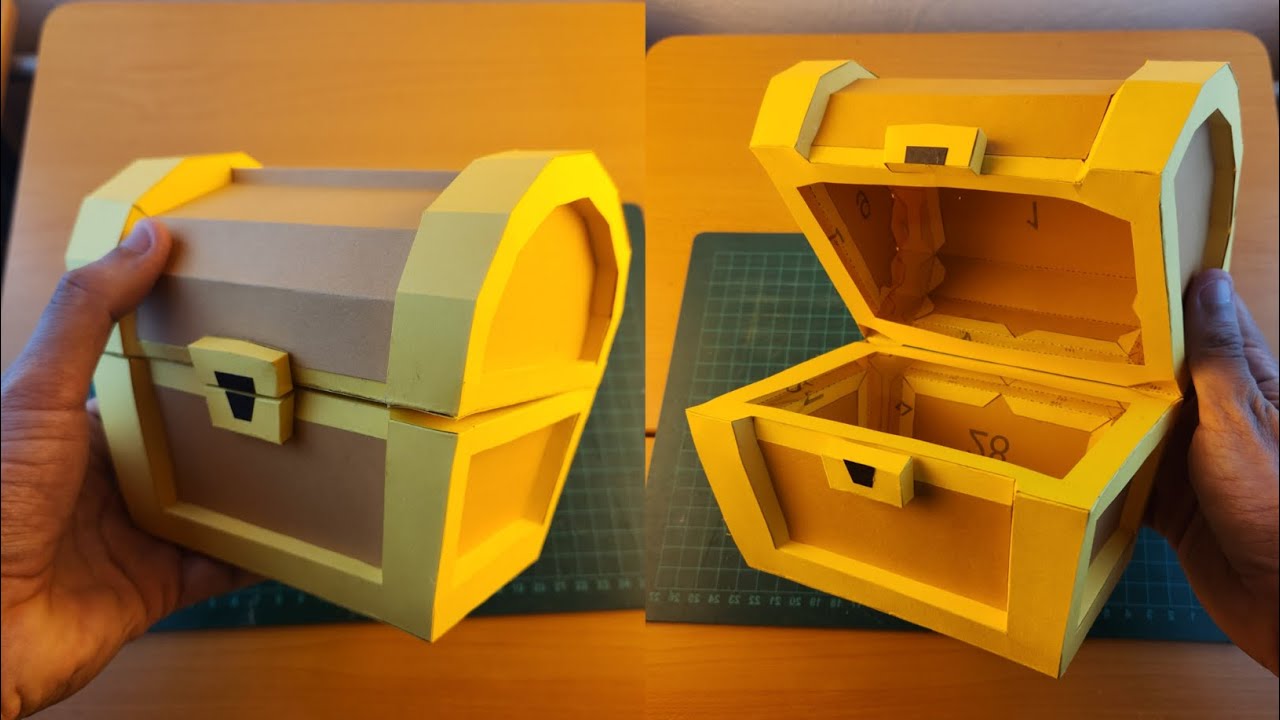 How to make a Treasure Chest out of cardboard - DIY Paper Chest