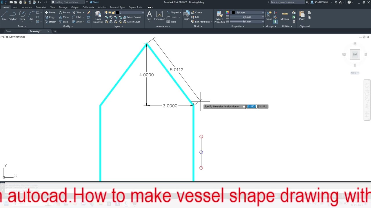VESSEL SHAPE DIAGRAM IN AUTOCAD WITH ALL DIMENSION AND COORDINATES