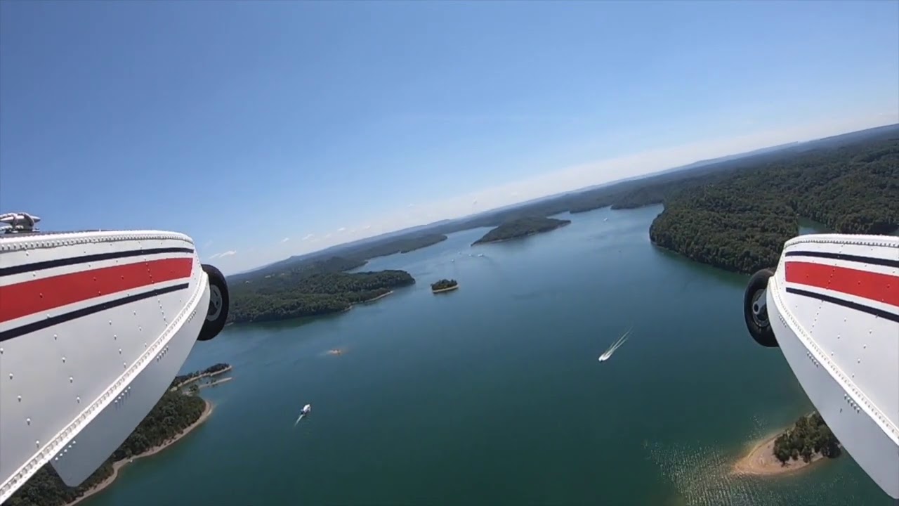 Seaplane flying on Dale Hollow Lake.