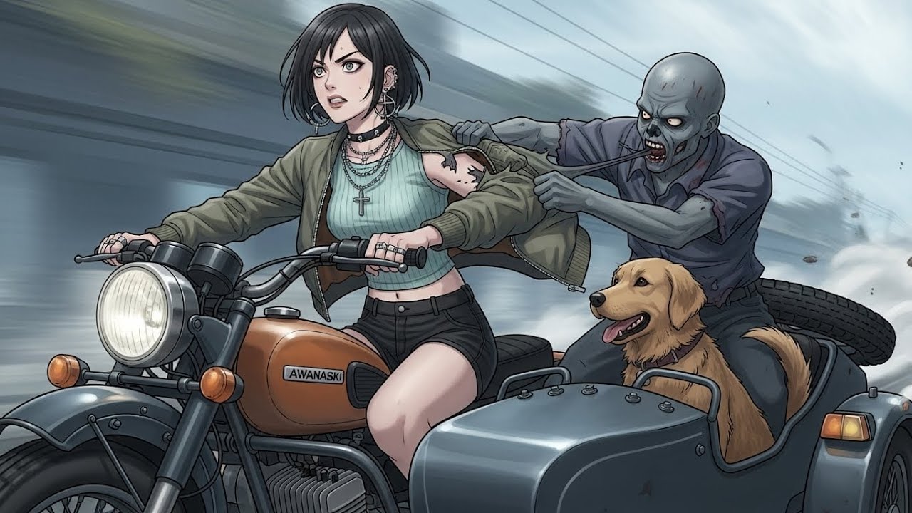 🧟‍♂️🏍️ Escaping the Zombie Apocalypse on a Motorcycle | Survival at an Abandoned Gas Station 🐕