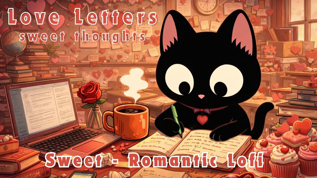 Valentine's Mood 💌 Writing Love Letters | Sweet Romantic Lofi for Your Crush [Black Cat]
