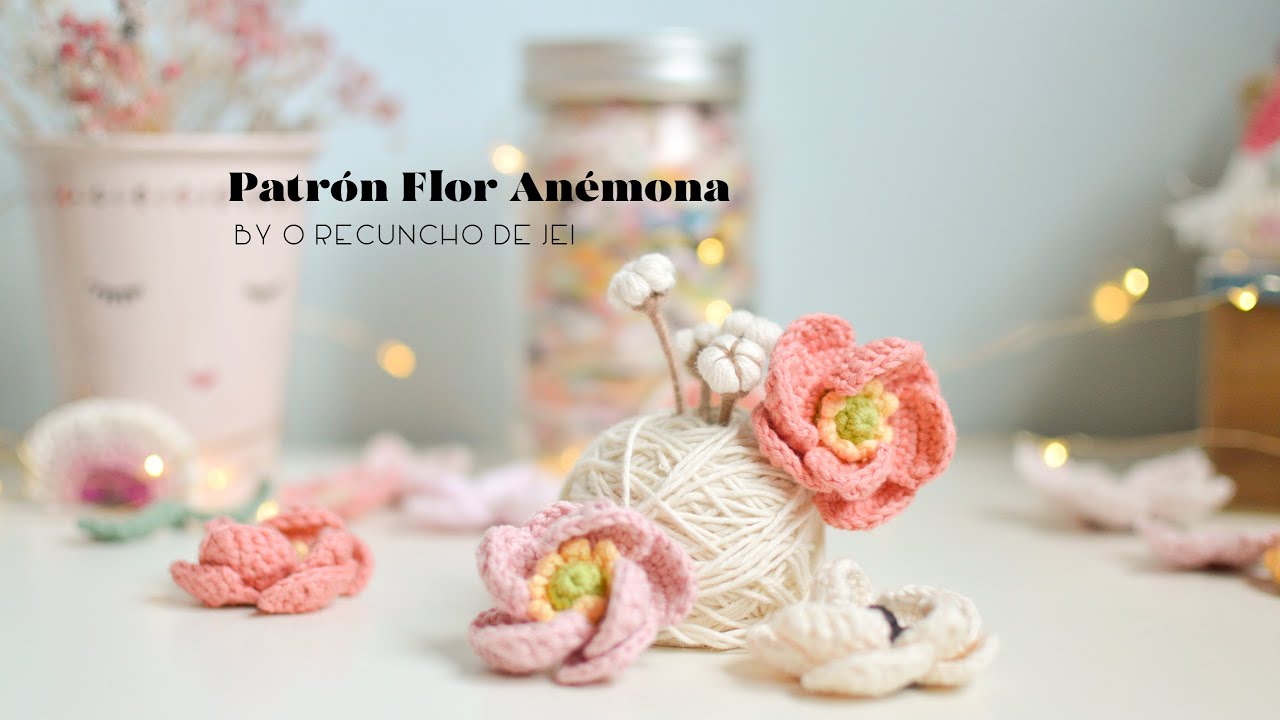 Patrón Flor Anémona | DIY Flor tejida a crochet | tutorial fácil crochet - ganchillo