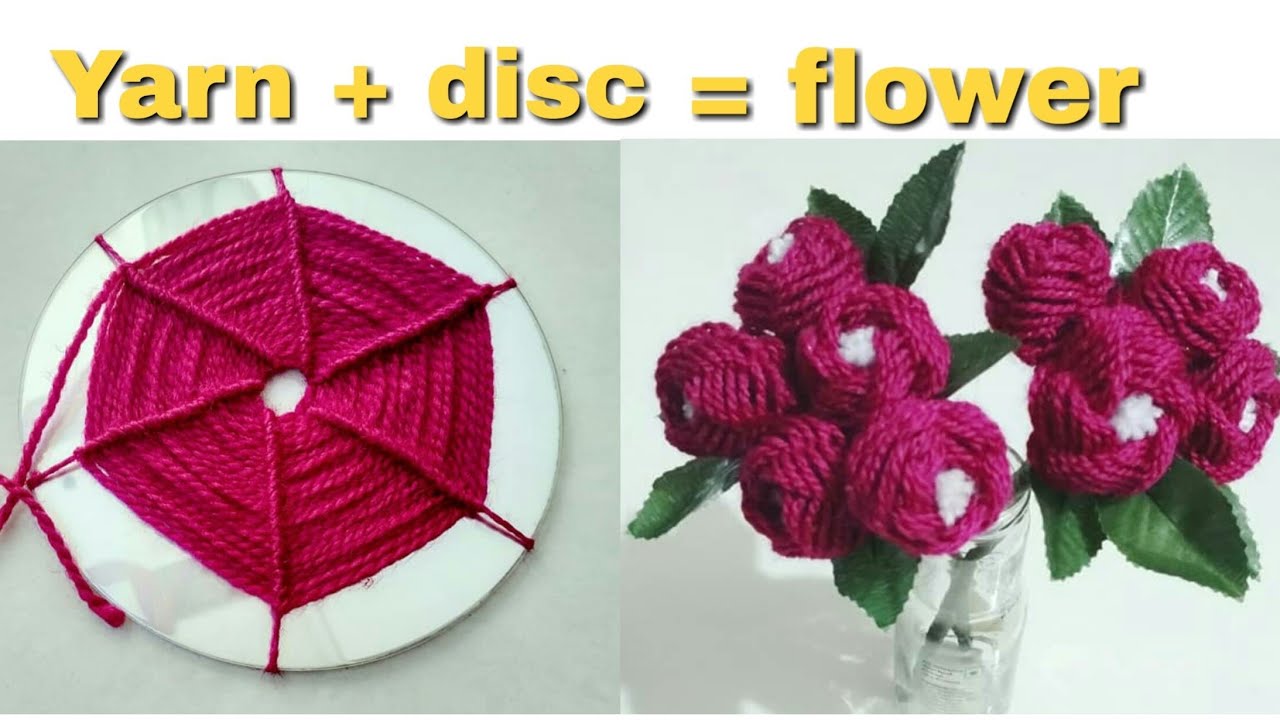 How to make Flower using Yarn & Disc | Easy and  Simple DIY
