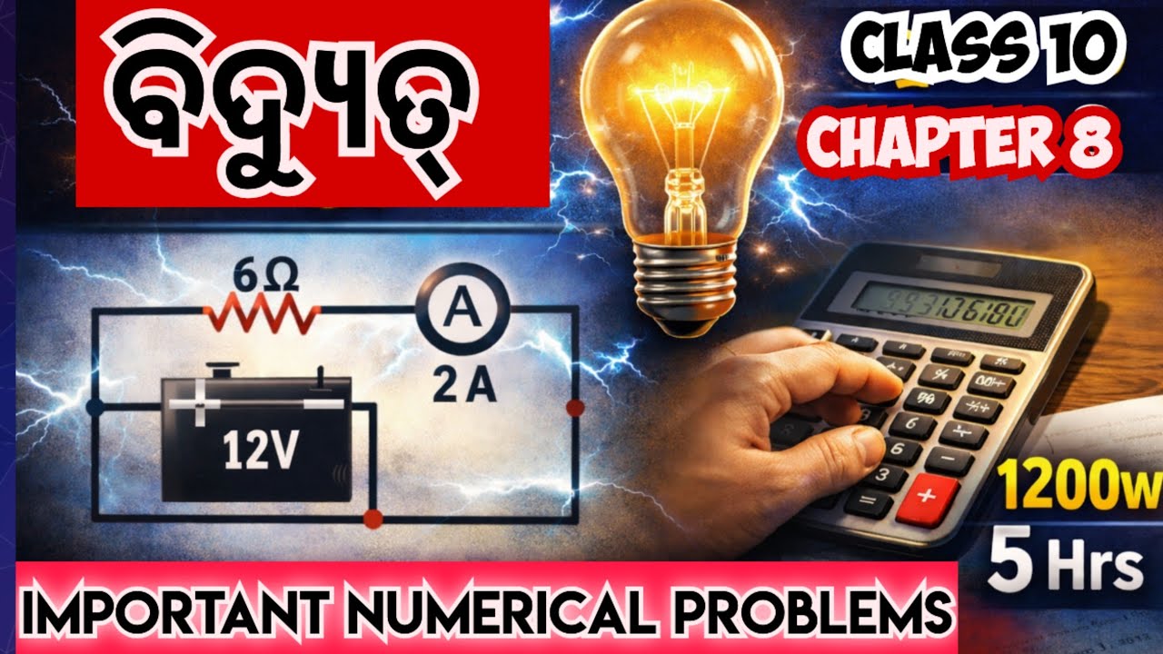 ବିଦ୍ୟୁତ୍(Electricity)💡| Class 10th physical science chapter-8 in odia | Important numerical problem