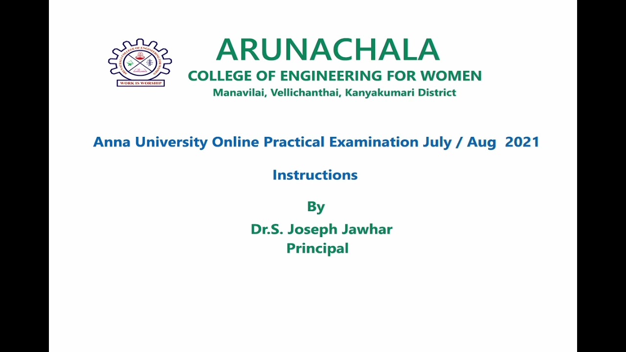 Anna University Online Practical Examination Instructions (July / Aug 2021)