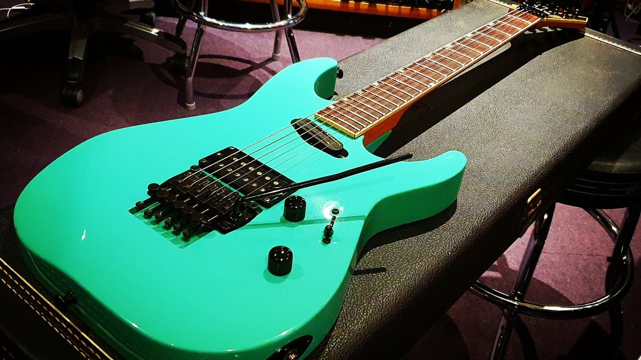 1989 ESP The Mirage Delux Seafoam Green Guitar Sinclair Tremolo - Up Close Video Review