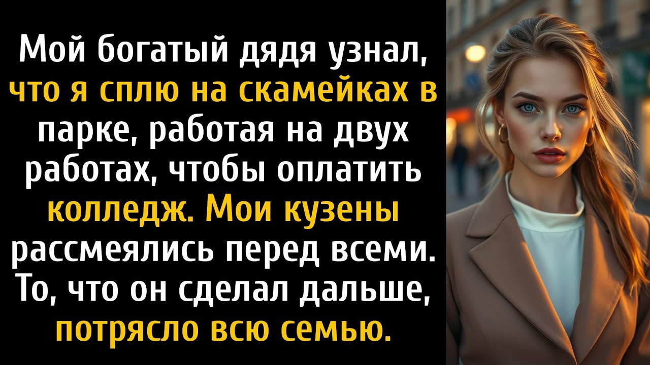 Мой богатый дядя узнал, что я сплю на скамейках в парке, работая на двух работах в колледже.