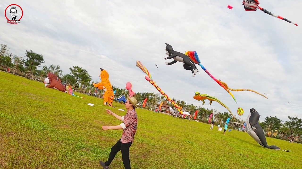 Lễ Hội Thả Diều Khủng Lồ tại Long An cả chục người kéo bay