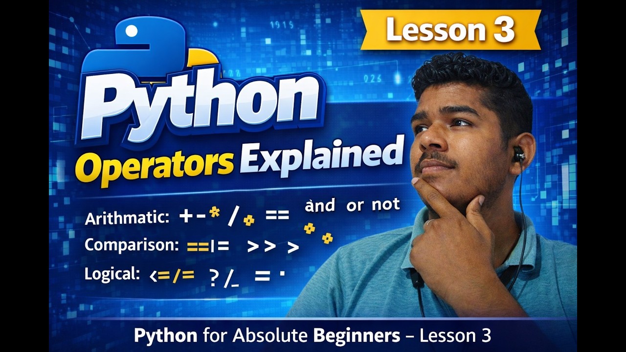 #pythonforbeginners Operators Explained | Arithmetic,Comparison,Logical & Assignment Python Lesson3