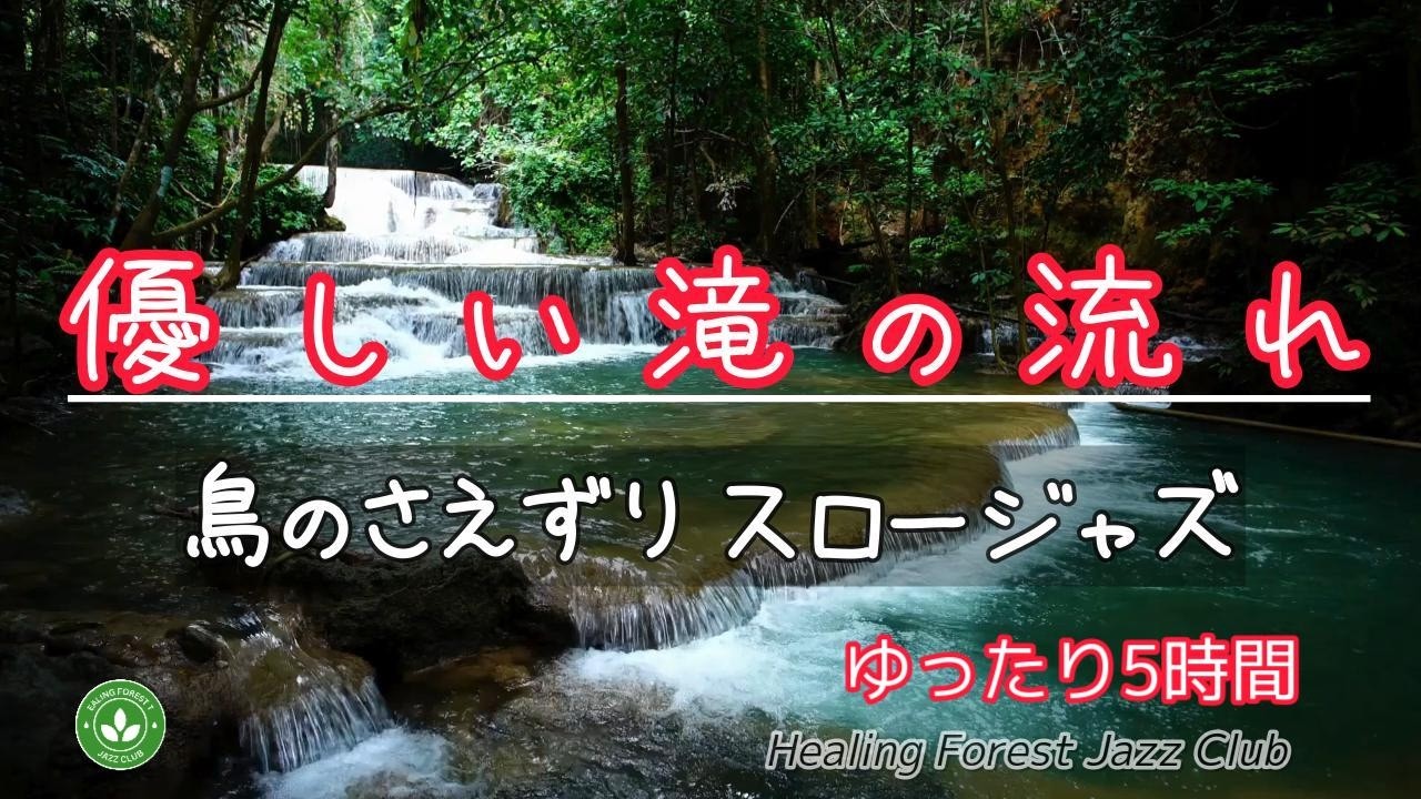【ゆったり5時間】癒しの森でリラックス ＃558α / 優しい滝の流れ / 鳥のさえずり / スロージャズ / 癒しBGM