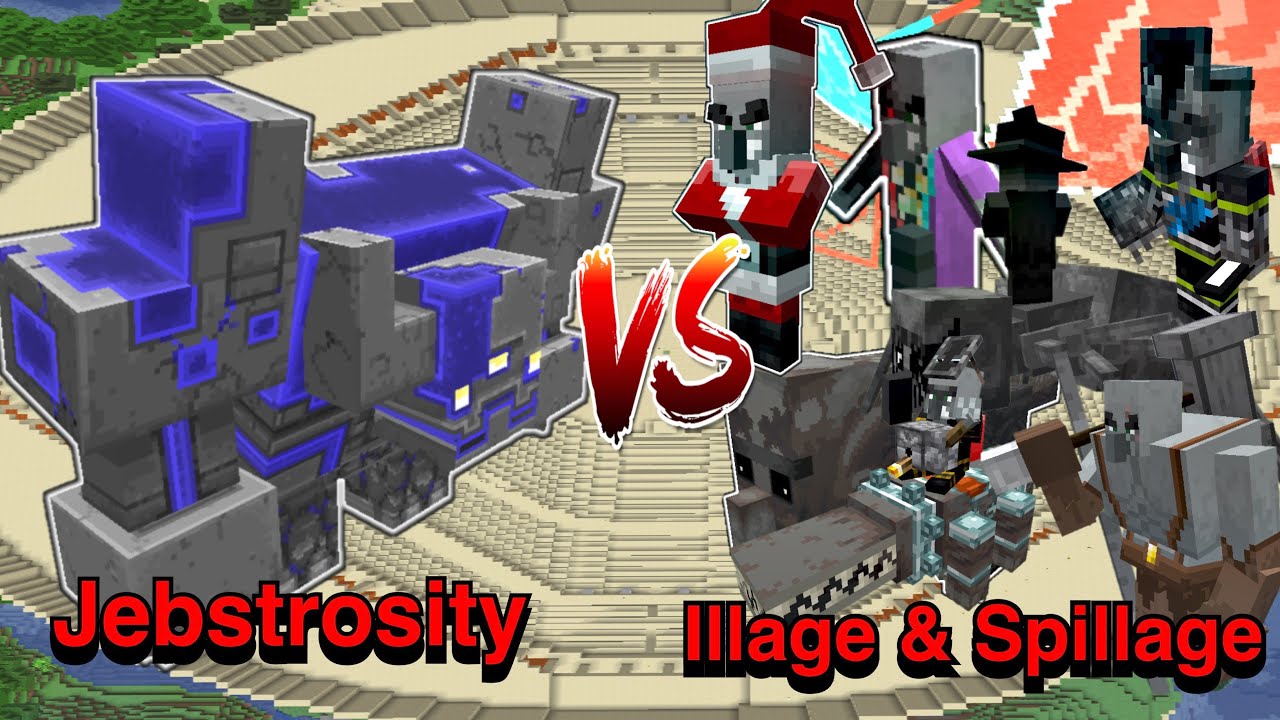 Jebstrosity VS Illage and Spillage | Minecraft |Mobs Battle