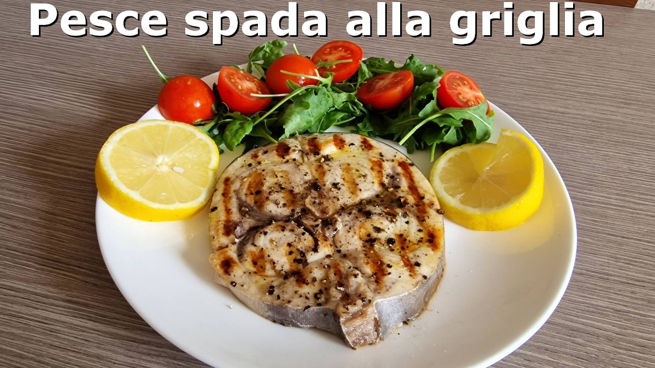 Pesce spada alla griglia. Come fare Bistecca di pesce spada alla piastra in ghisa. Morbido e succoso