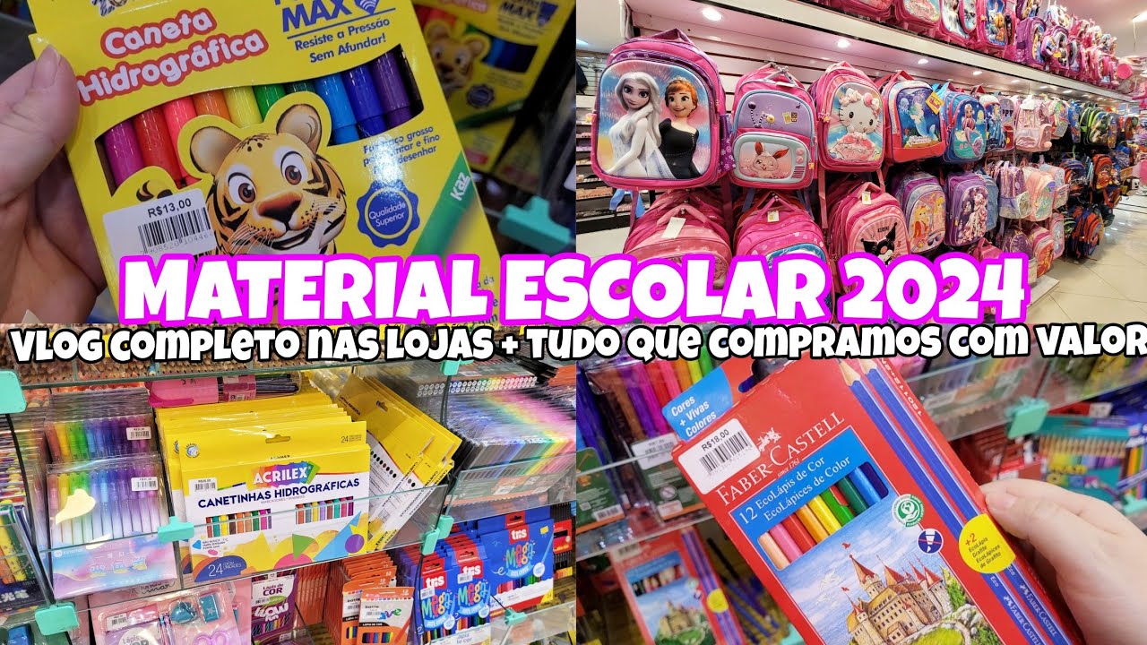 COMPRANDO MATERIAL ESCOLAR 2024 | VLOG COMPLETO NAS LOJAS COM PREÇOS