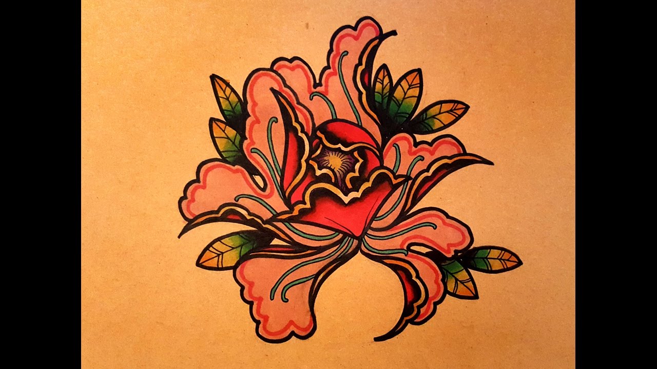 How to Draw a Peony Flower Tattoo Style