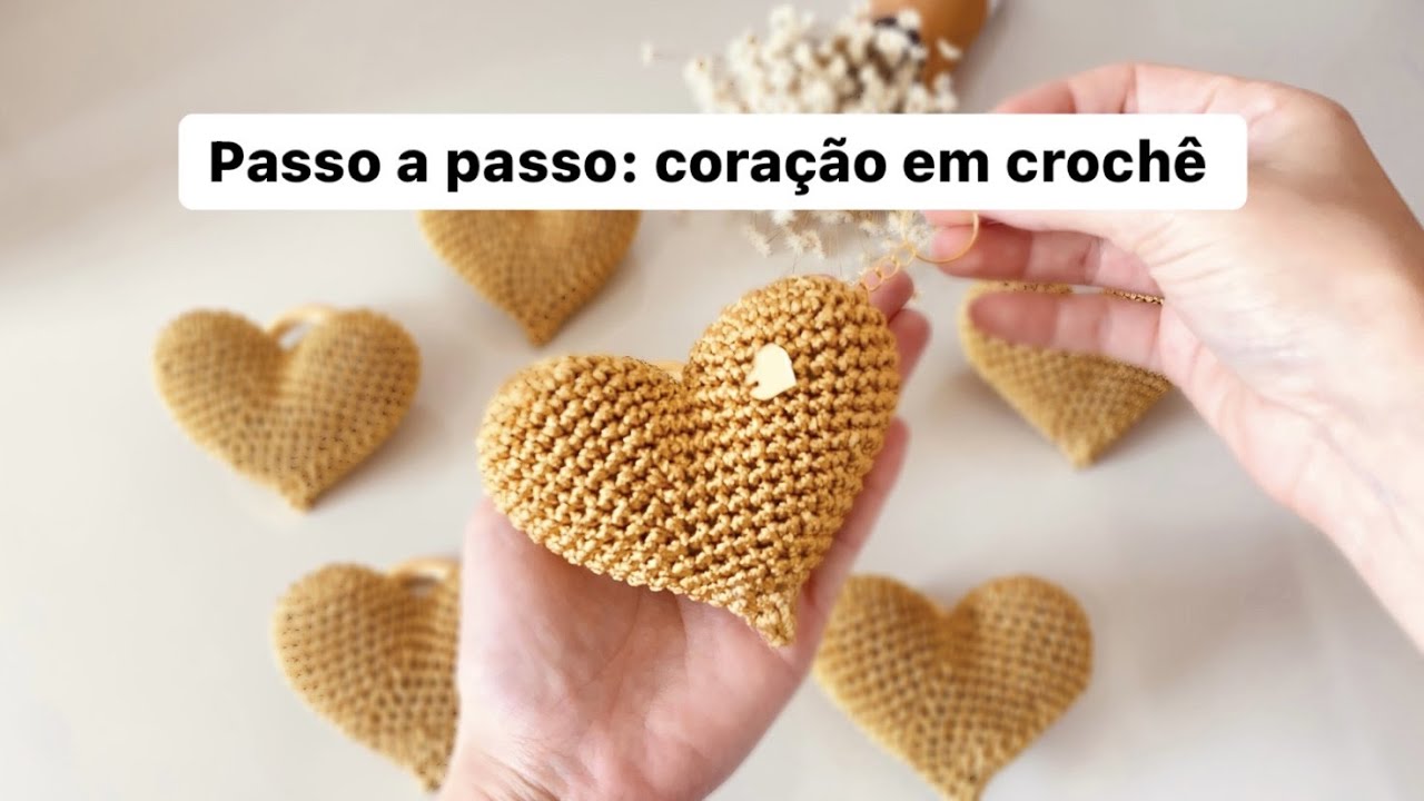 Passo a passo coração em crochê | Simples e econômico | Chaveiro ou Porta guardanapo