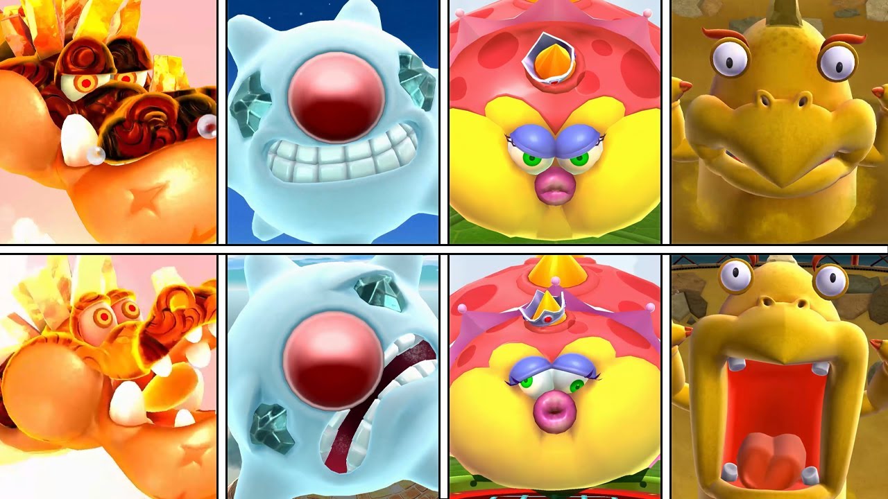 Super Mario Galaxy 2 - All World Bosses Before & After Defeat