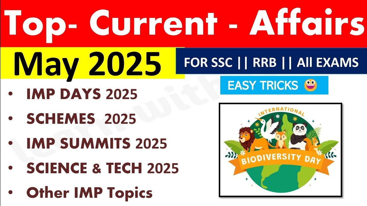 May Current Affairs 2025 || Monthly Current Affairs|| Tricks🌝