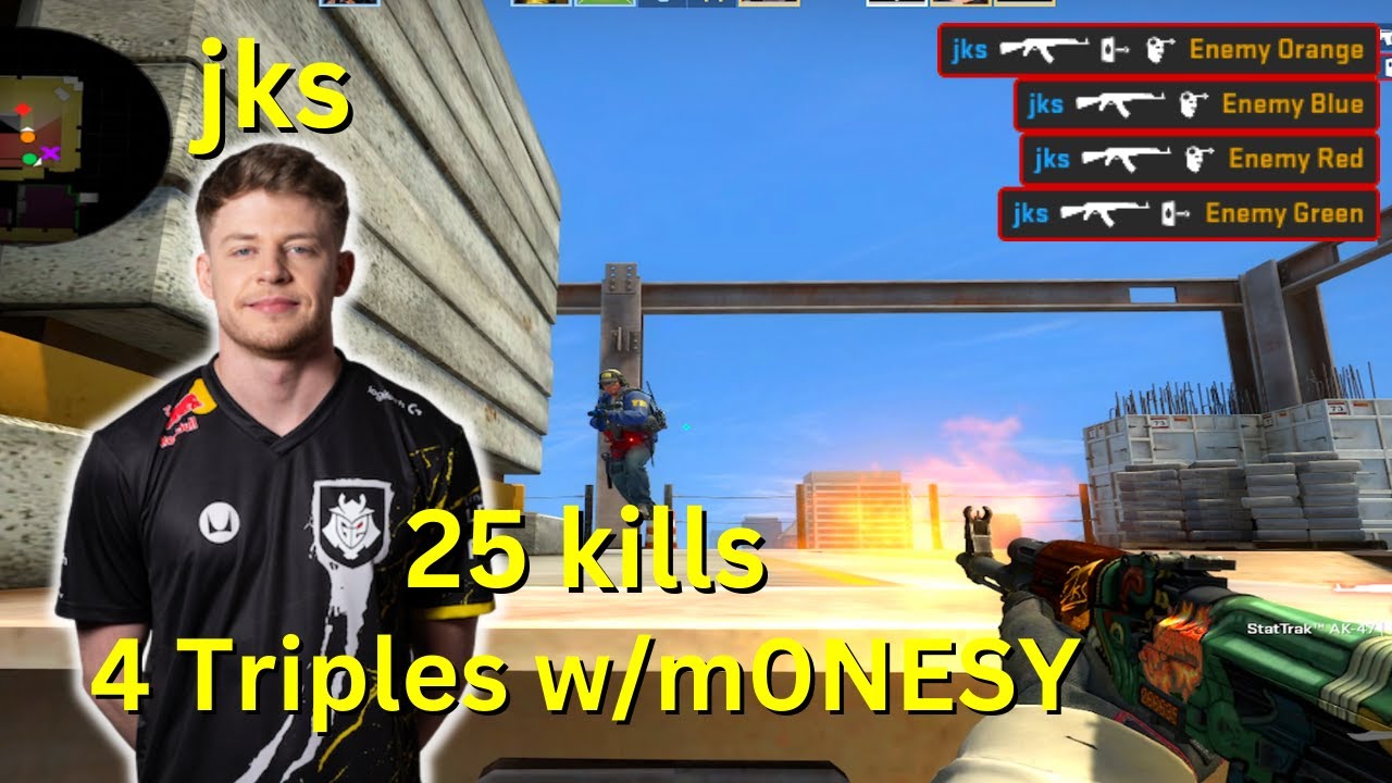 Jks Vertigo POV w/m0NESY & NiKo - 25 Kills - 4 Triples - CSGO Jks POV