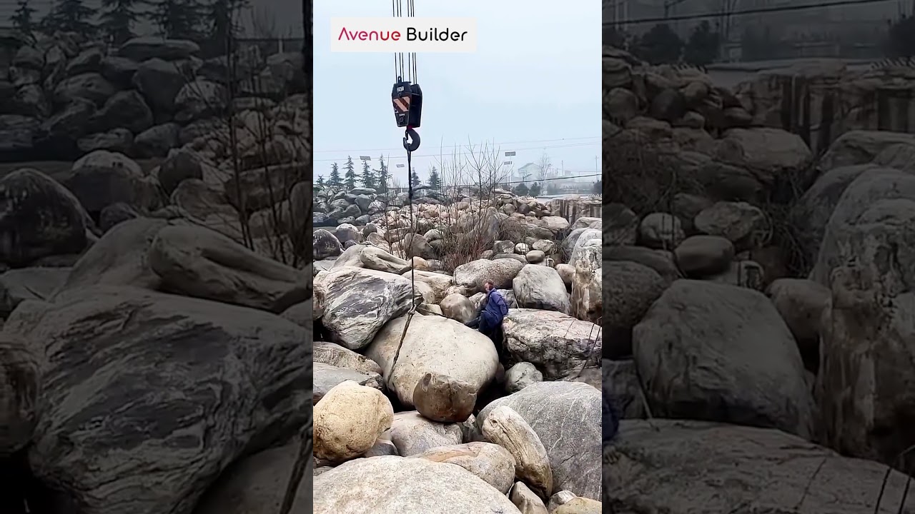 How To Lift Big And Heavy Stone By Crane | #Stone #Lifting #heavystone #stones #shorts